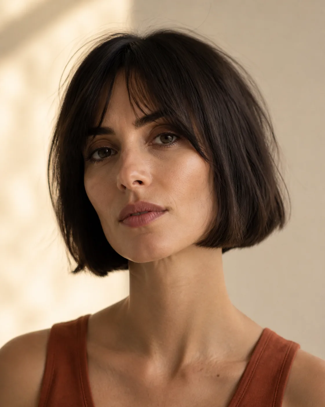 French bob haircut shown in natural editorial light